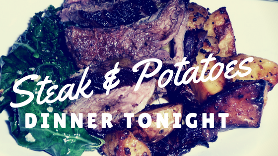 Dinner tonight: Steak, Potatoes, and Braised Garlic Kale